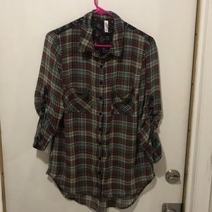 Sheer Flannel button Down Small
